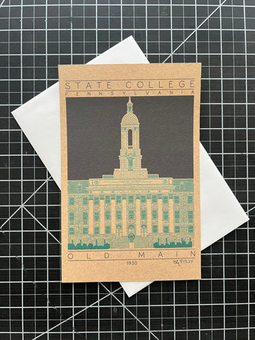 Old Main - 1930 Green Miniature Digital Print