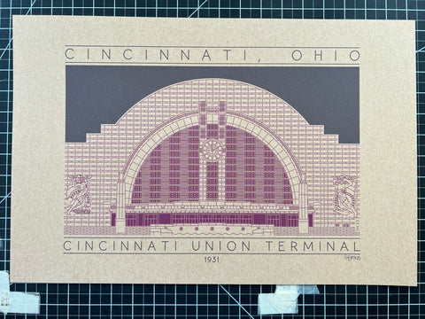 Cincinnati Union Terminal - 1931 Purple Digital Print