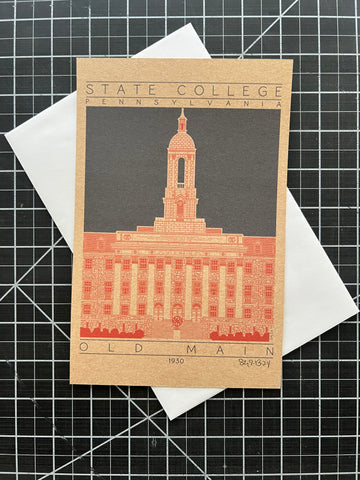 Old Main - 1930 Orange Miniature Digital Print