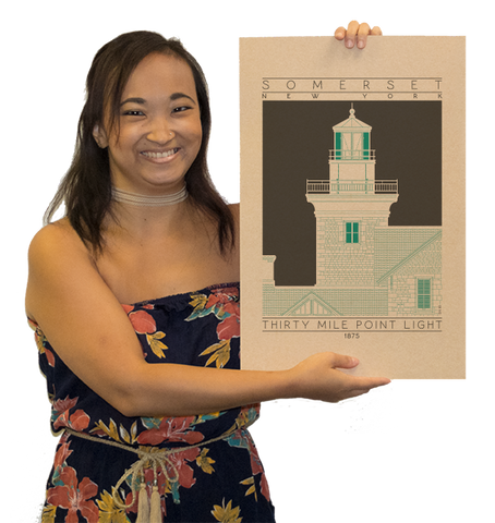 Thirty Mile Point Light - 1875 Green Digital Print