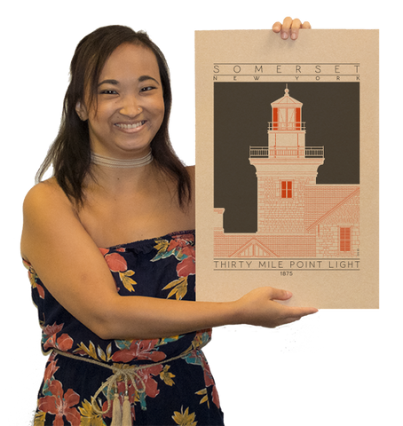 Thirty Mile Point Light - 1875 Orange Digital Print