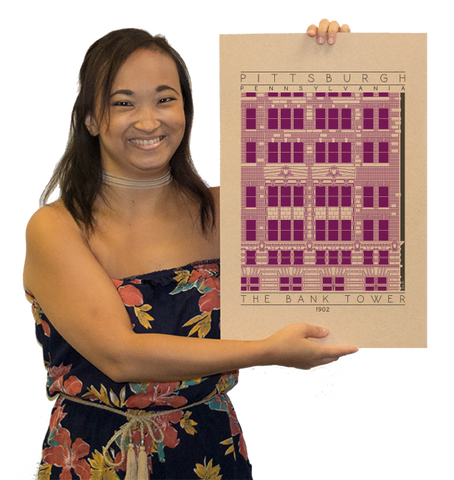 The Bank Tower - 1902 Purple Digital Print