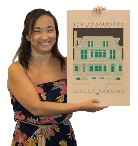 Bloser Mansion - 1921 Green Digital Print