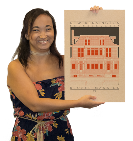 Bloser Mansion - 1921 Orange Digital Print