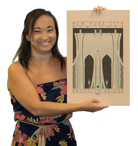 Brooklyn Bridge - 1883 Green Digital Print