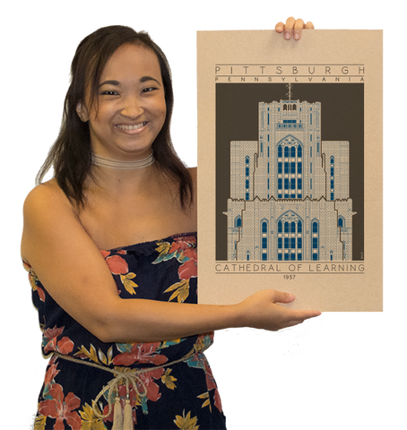 Cathedral of Learning - 1937 Blue Digital Print