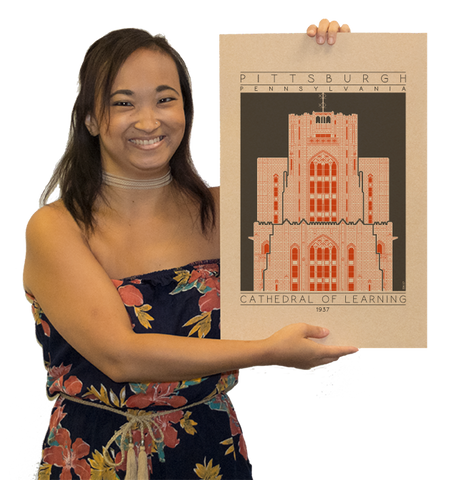 Cathedral of Learning - 1937 Orange Digital Print