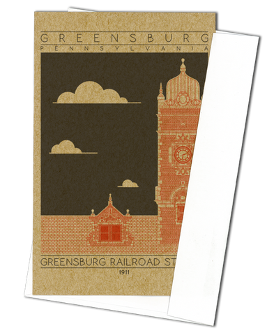 Greensburg Railroad Station - 1911 Orange Miniature Digital Print