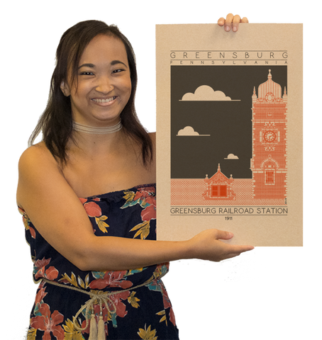 Greensburg Railroad Station - 1911 Orange Digital Print