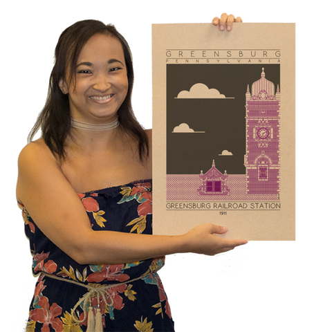 Greensburg Railroad Station - 1911 Purple Digital Print