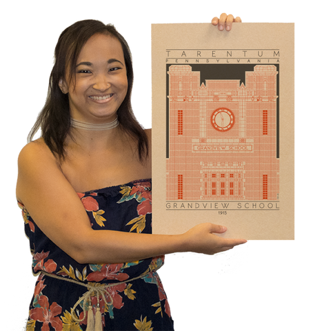 Grandview School - 1915 Orange Digital Print