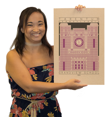 Grandview School - 1915 Purple Digital Print