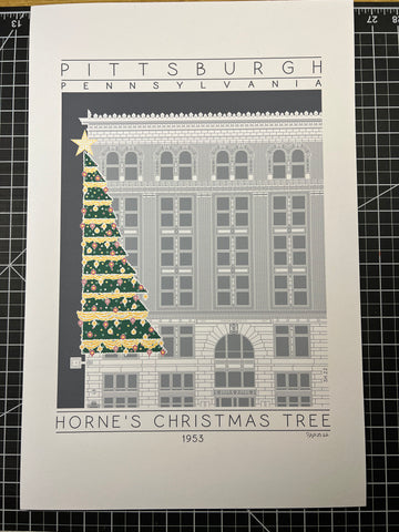 Horne's Christmas Tree - 1953 Green, Red & Gold Digital Print
