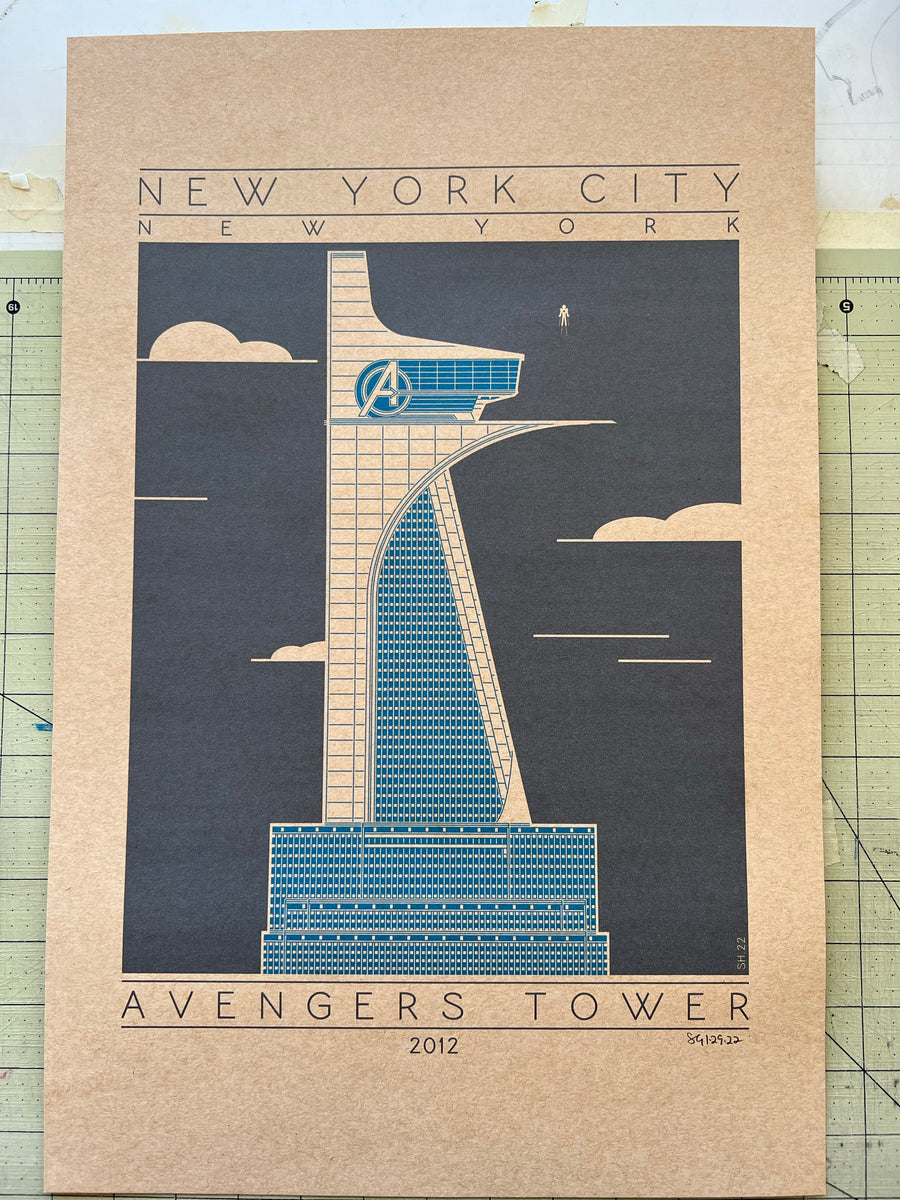 Avengers Tower - 2012 Blue Digital Print – Buildings By Shane