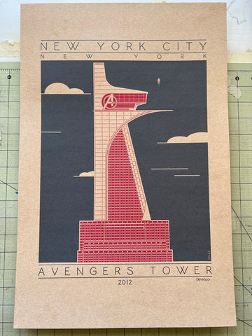 Avengers Tower - 2012 Red Digital Print