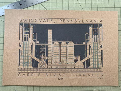 Carrie Blast Furnaces - 1884 Green Digital Print