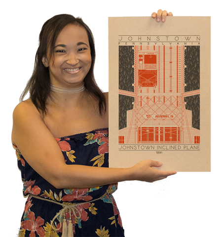 Johnstown Inclined Plane - 1891 Orange Digital Print