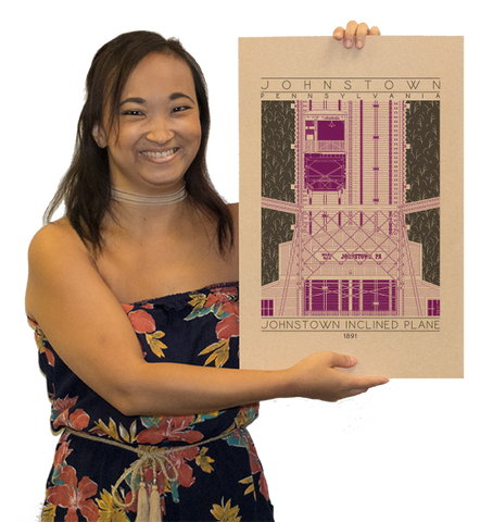 Johnstown Inclined Plane - 1891 Purple Digital Print