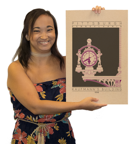 Kaufmann's Building - 1898 Purple Digital Print