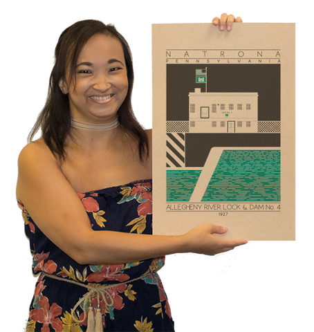 Allegheny River Lock & Dam No. 4 - 1927 Green Digital Print