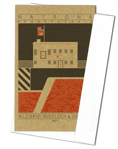 Allegheny River Lock & Dam No. 4 - 1927 Orange Miniature Digital Print