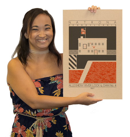 Allegheny River Lock & Dam No. 4 - 1927 Orange Digital Print