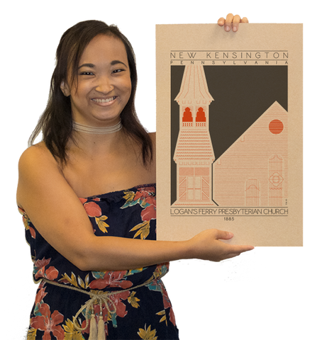 Logan's Ferry Presbyterian Church - 1885 Orange Digital Print