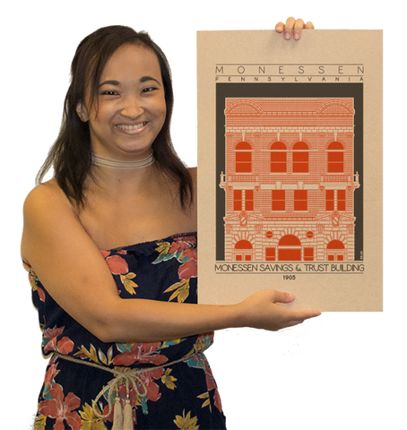 Monessen Savings & Trust Building - 1905 Orange Digital Print