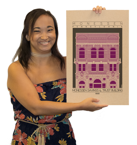 Monessen Savings & Trust Building - 1905 Purple Digital Print