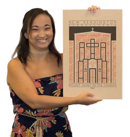 Mount Saint Peter Church - 1942 Orange Digital Print