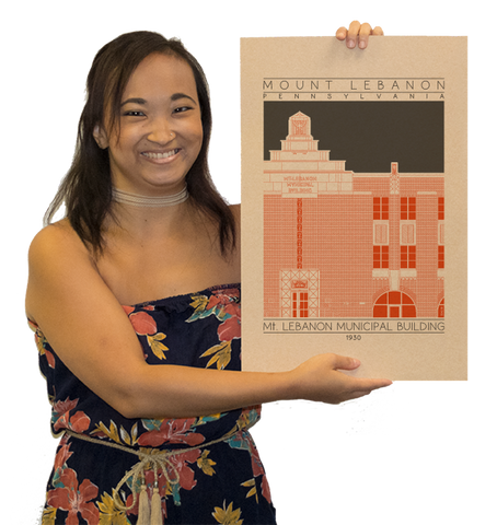 Mount Lebanon Municipal Building - 1930 Orange Digital Print