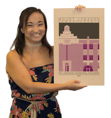 Mount Lebanon Municipal Building - 1930 Purple Digital Print