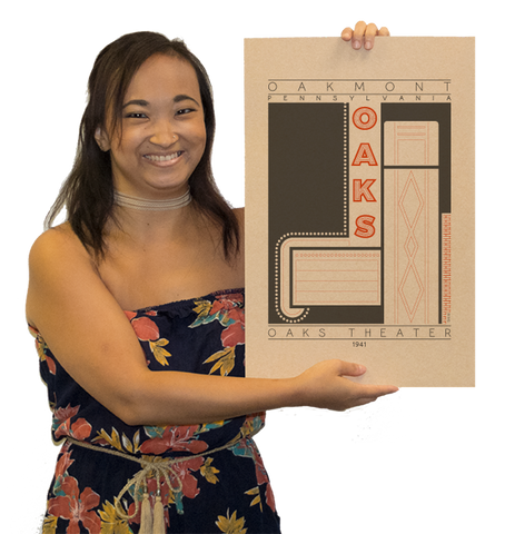 Oaks Theater - 1941 Orange Digital Print