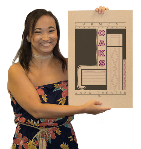 Oaks Theater - 1941 Purple Digital Print