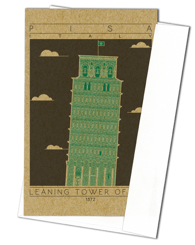 Leaning Tower of Pisa - 1372 Green Miniature Digital Print