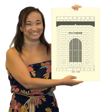 Pitt Stadium - 1925 - 1999 Black Digital Print