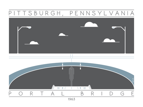 Portal Bridge - 1963 Blue Screenprint