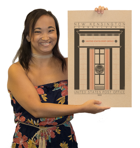 United States Post Office - 1933 Orange Digital Print