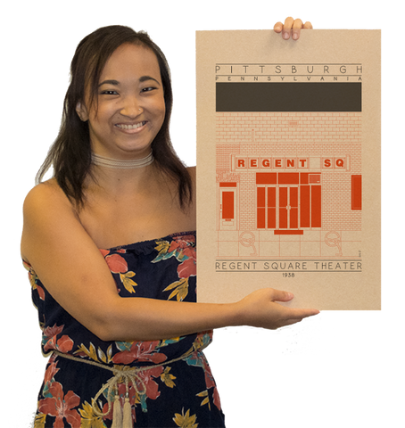 Regent Square Theater - 1938 Orange Digital Print