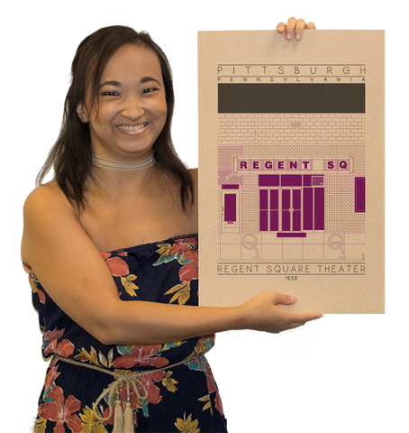 Regent Square Theater - 1938 Purple Digital Print