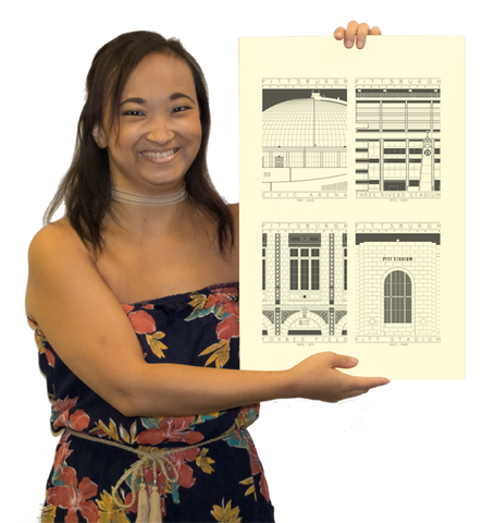 Demolished Pittsburgh Stadiums 4-Up Black Digital Print