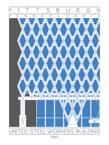 United Steelworkers Building - 1963 Blue Screenprint