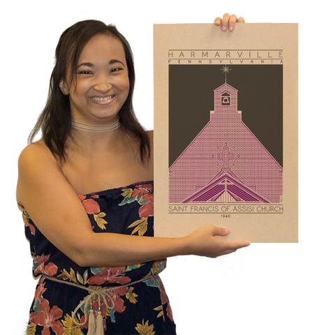 Saint Francis of Assisi Church - 1940 Purple Digital Print