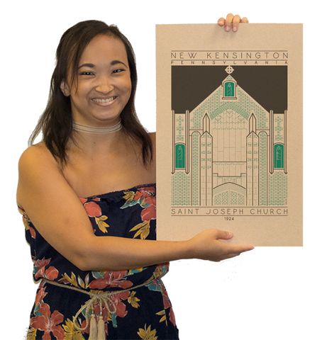 Saint Joseph Church - 1924 Green Digital Print