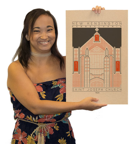 Saint Joseph Church - 1924 Orange Digital Print