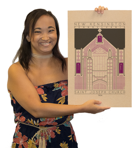 Saint Joseph Church - 1924 Purple Digital Print