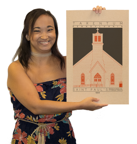 Saint Paul's German Evangelical Lutheran Church - 1889 Orange Digital Print