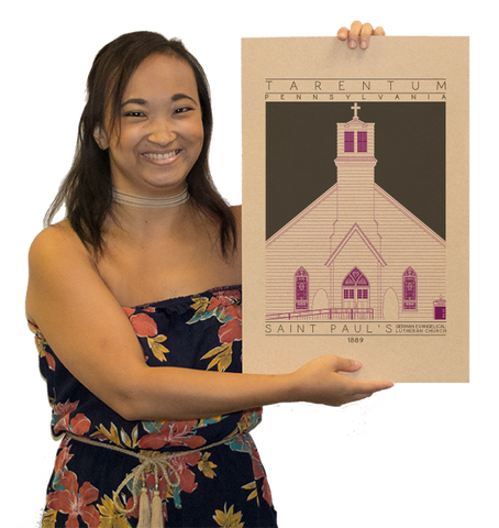 Saint Paul's German Evangelical Lutheran Church - 1889 Purple Digital Print