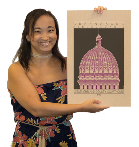 Westmoreland County Courthouse - 1906 Purple Digital Print