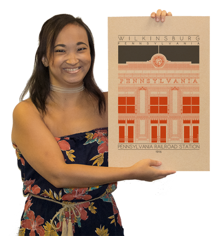 Wilkinsburg Pennsylvania Railroad Station - 1916 Orange Digital Print